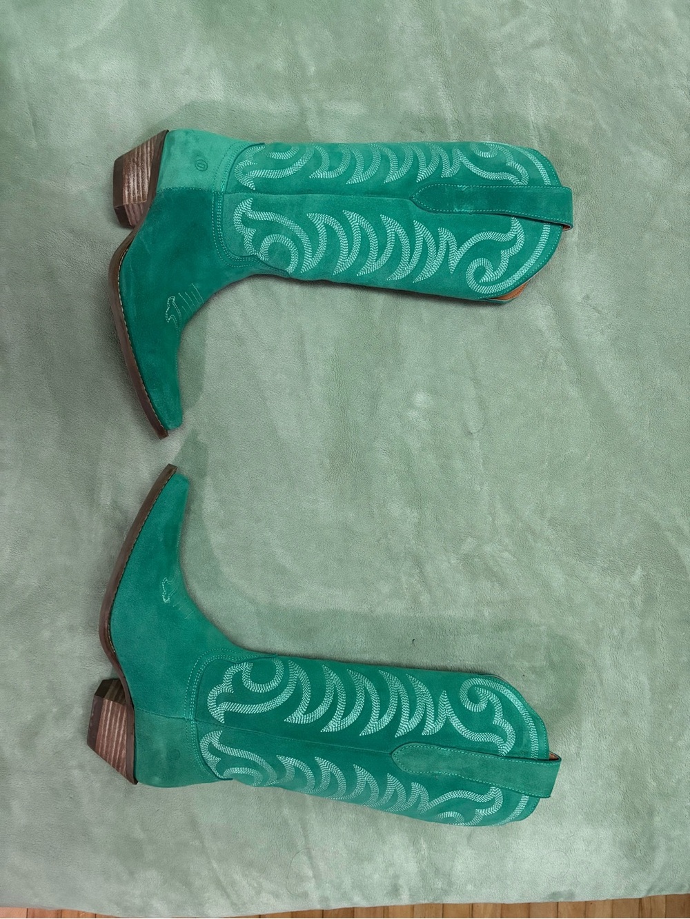 Dingo 1969 Turquoise Suede Western Knee-High Cowboy Boot - Picture 2 of 7